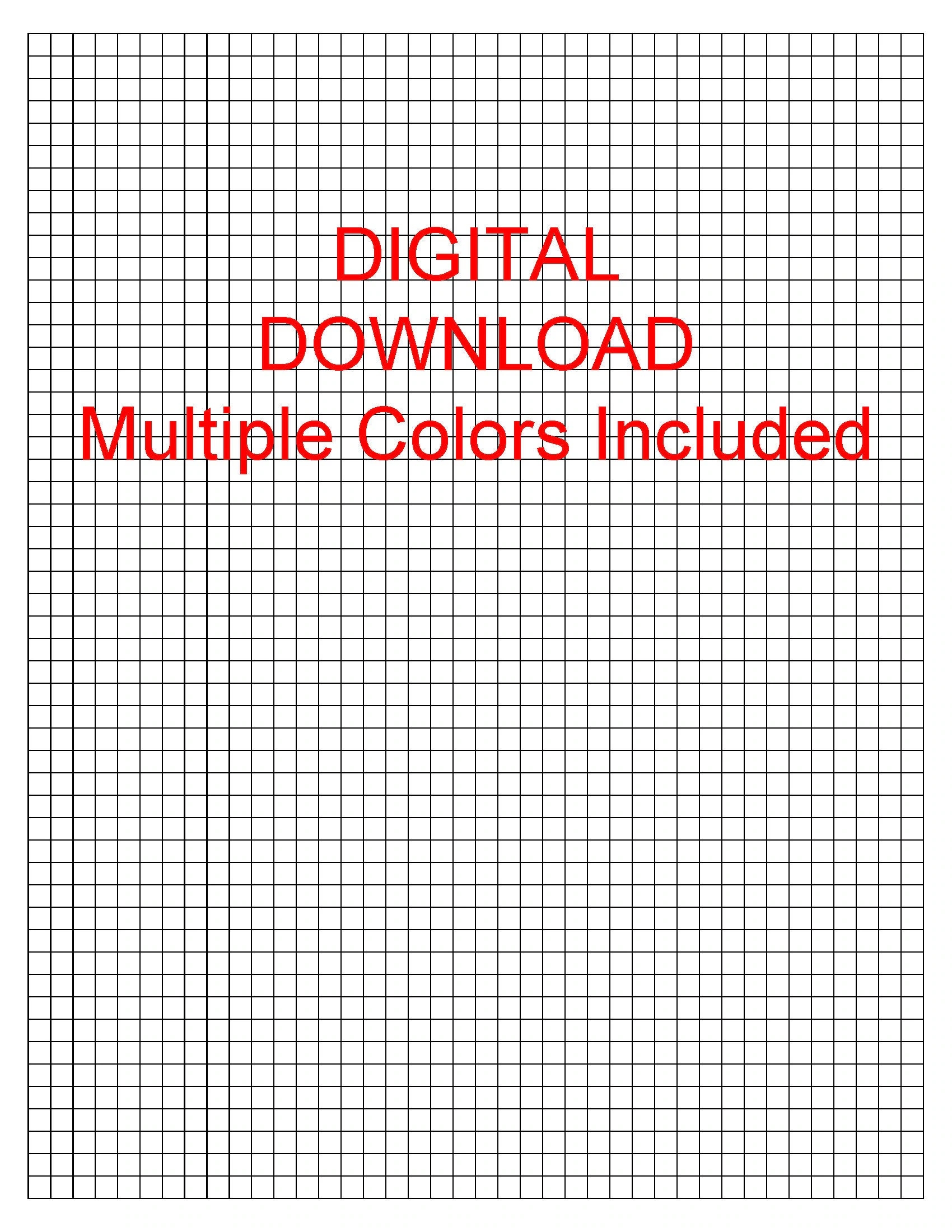 0 20 Inch Printable Graph Paper Includes Multiple Grid Color Options Etsy
