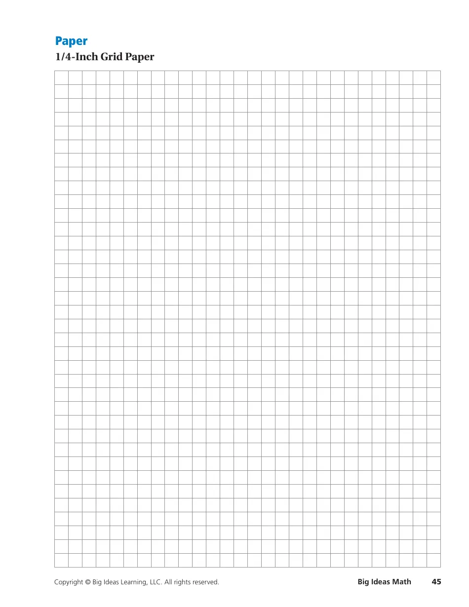 1 4 inch Grid Paper Big Ideas Learning Download Printable PDF Templateroller