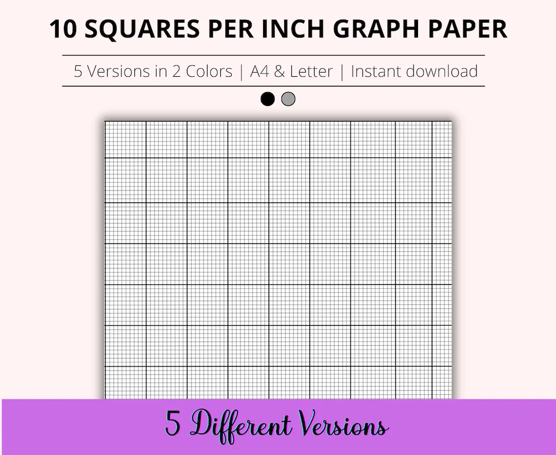 10 Squares Per Inch Graph Paper Bundle Printable Cross Stitch Paper Printable Grid Paper Squared 10 X 10 Graph Paper Instant Download Etsy
