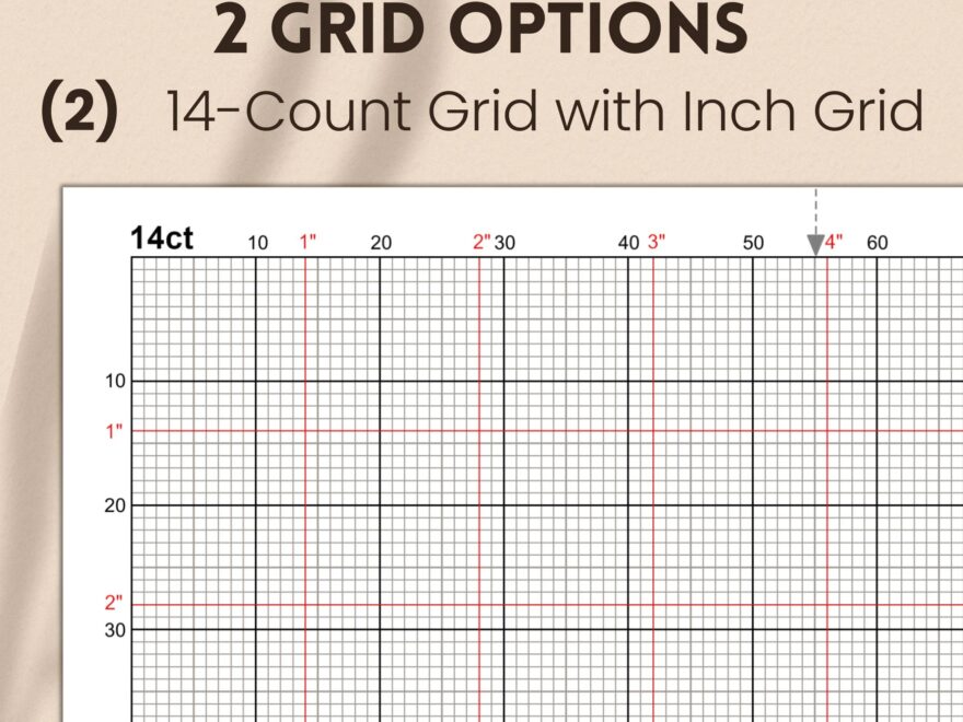 14 count Graph Paper For Cross stitch With Inch Grid Printable Cross stitch Grid For Creating Your Own Designs Letter A4 PDF JPG PNG Etsy