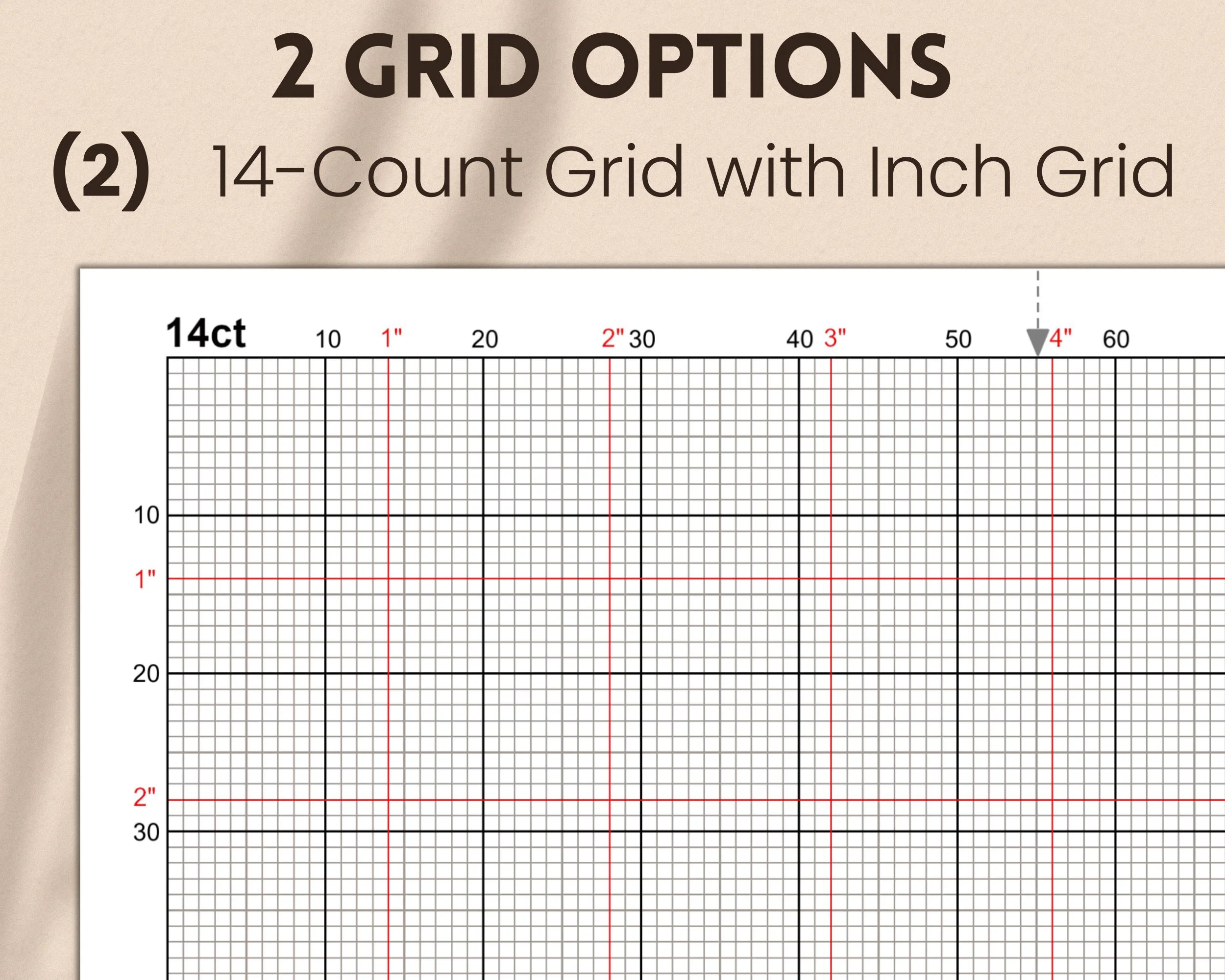 14 count Graph Paper For Cross stitch With Inch Grid Printable Cross stitch Grid For Creating Your Own Designs Letter A4 PDF JPG PNG Etsy