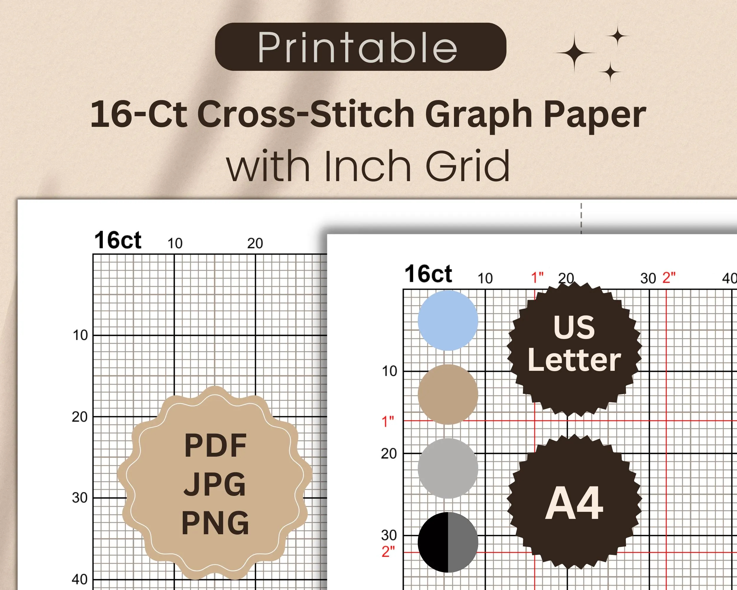 16-Count Cross Stitch Graph Paper