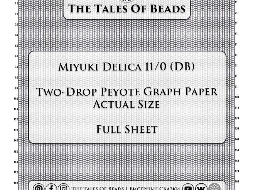 2 Drop Peyote Graph Paper Miyuki Delica 11 0 Actual Size Beading Graphs