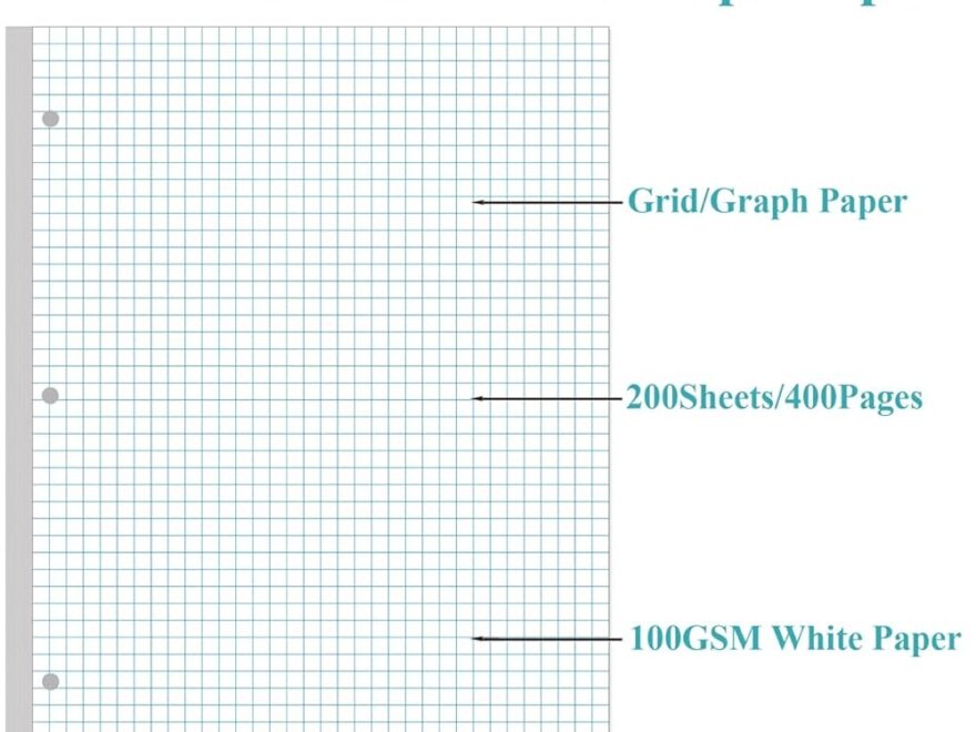 2 Pack A4 Grid Filler Paper 3 Hole Graph Paper 200Sheets 400Pages Loose Leaf Paper 100gsm White Paper 8 5 X 11 Office Products Amazon