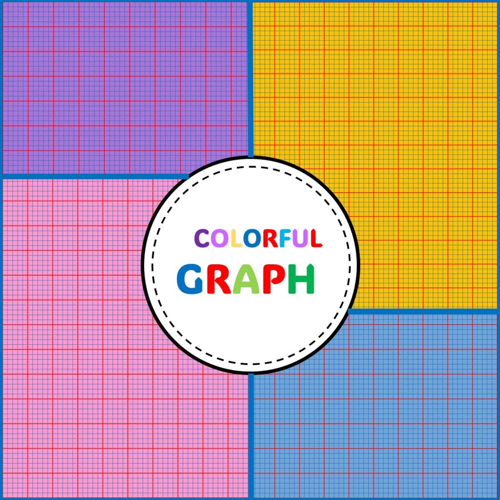 20 Sheets Colorful Graph Paper Multi Squares Made By Teachers