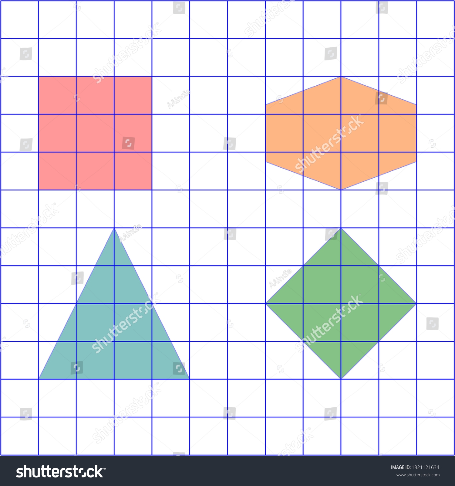 2d Geometric Shapes On Squared Paper Stock Vector Royalty Free 1821121634 Shutterstock