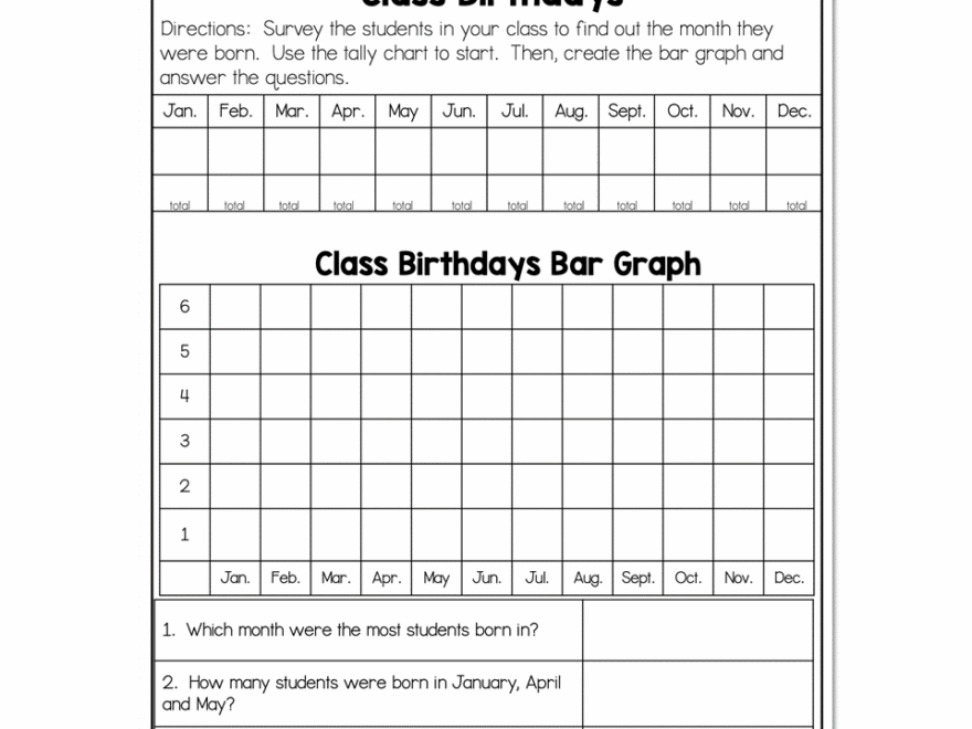 2nd Grade Math Worksheets Data And Graphing Creating Bar Graphs Class Birthdays Lucky Little Learners