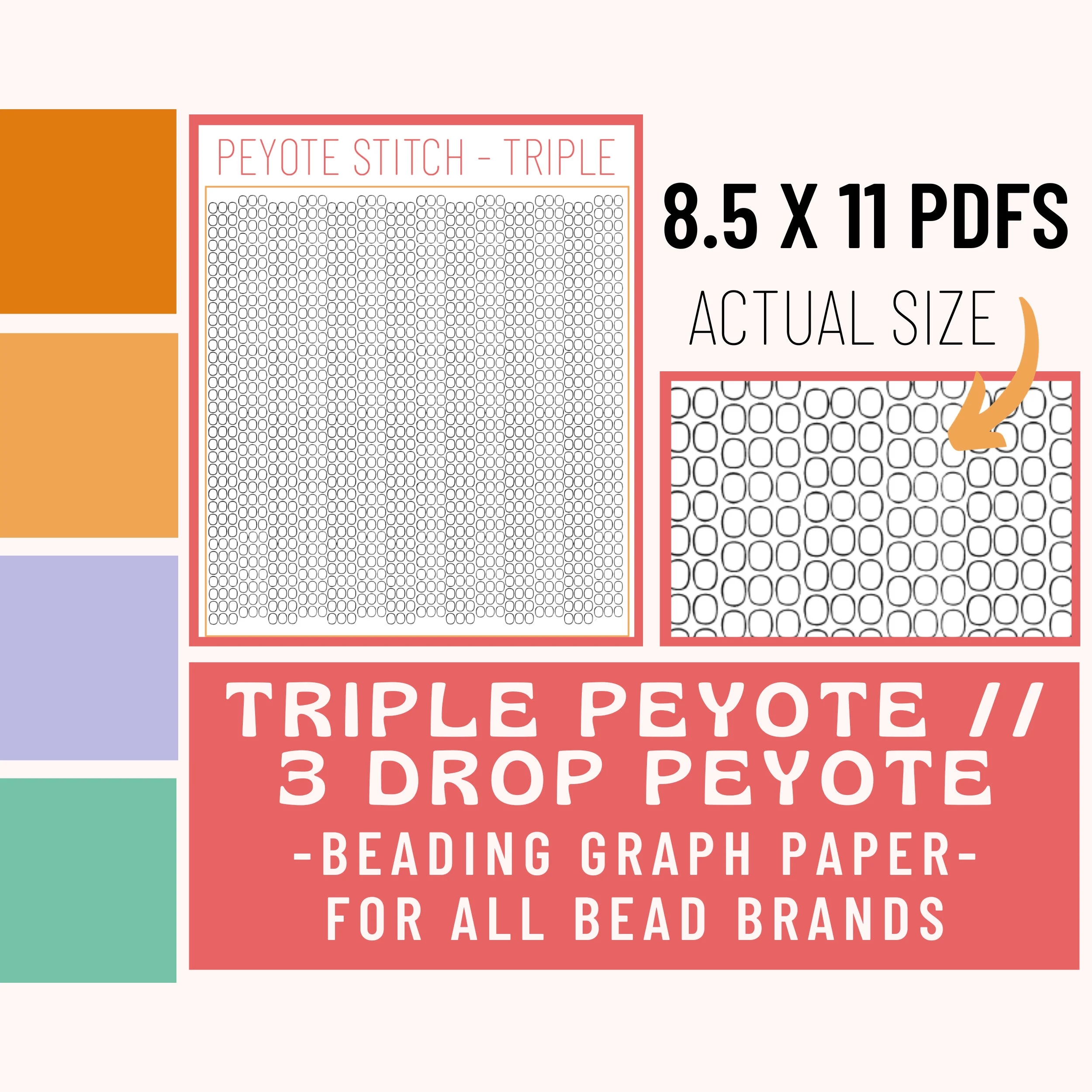 3 Drop Triple Peyote Stitch Beading Graph Paper Beading Pattern Beading Graphing Paper Design Pattern Sheet Printable For Procreate Etsy