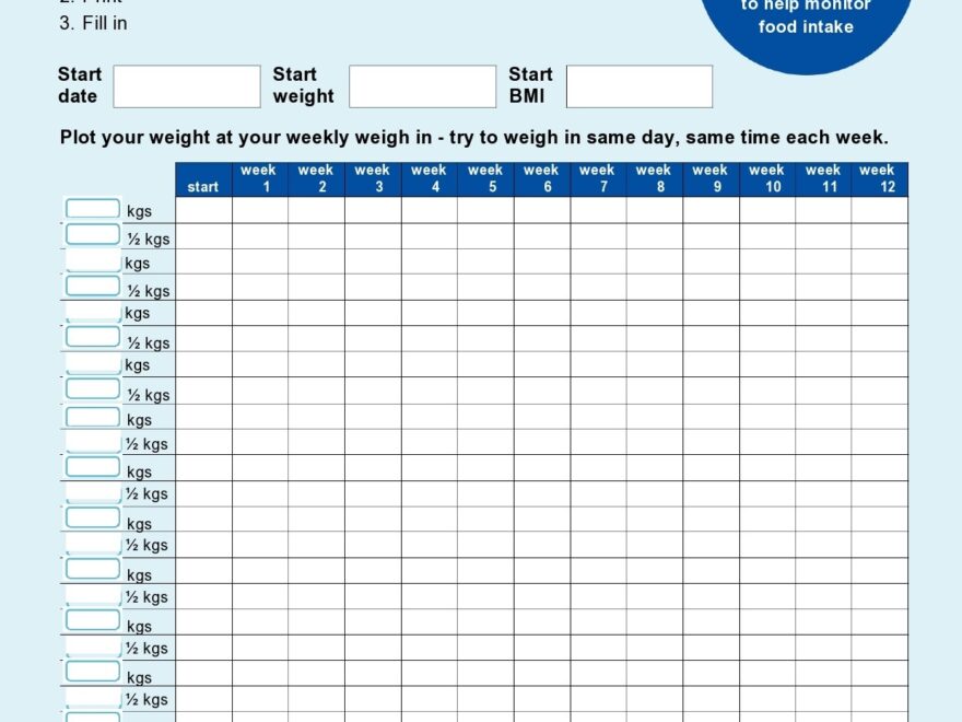 40 Blank Weight Loss Tracker Templates Monthly Weekly