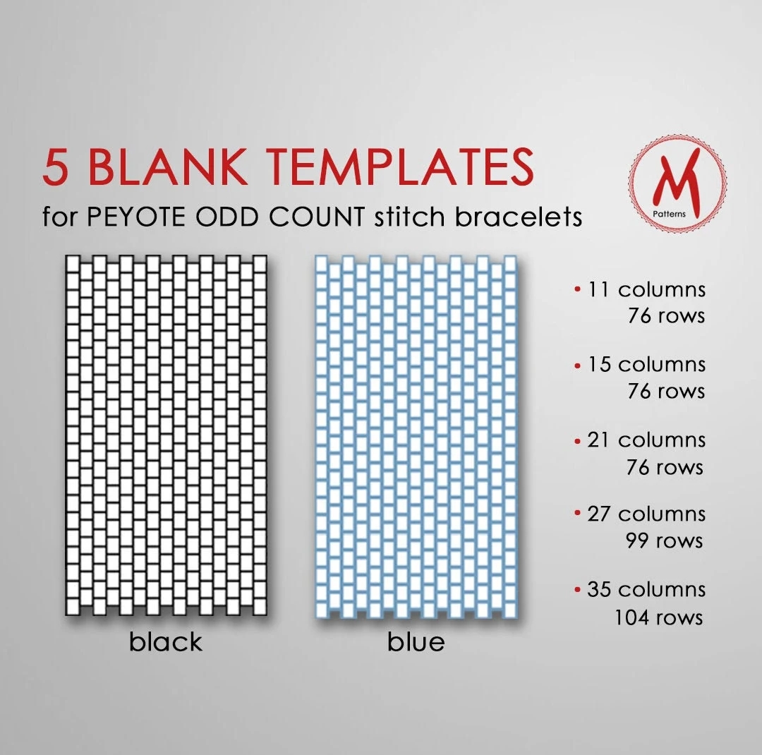 5 Blank Templates For Creating Peyote Odd Count Stitch Bracelet Empty Peyote Pattern Create Your Own Bead Weaving PDF Instant Download Etsy 5 Blank Templates For Creating Peyote Odd Count Stitch Bracelet Empty Peyote Pattern Create Your Own Bead Weaving PDF Instant Download Etsy