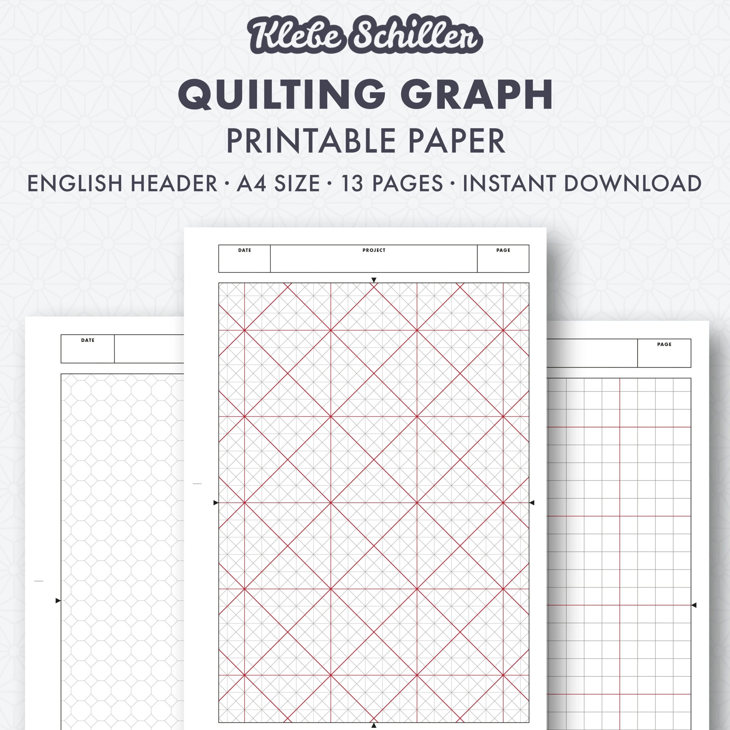 50004 Quilting Graph Paper Set Printable Template English Instant Download A4 Etsy