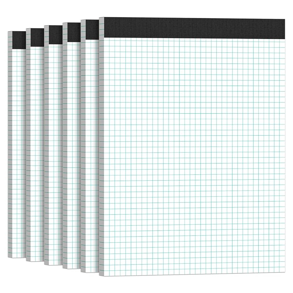 6 Pack Quad Ruled Graph Paper Pads 8 5 X 11 White Quadrille Pads Graphing Paper Engineer
