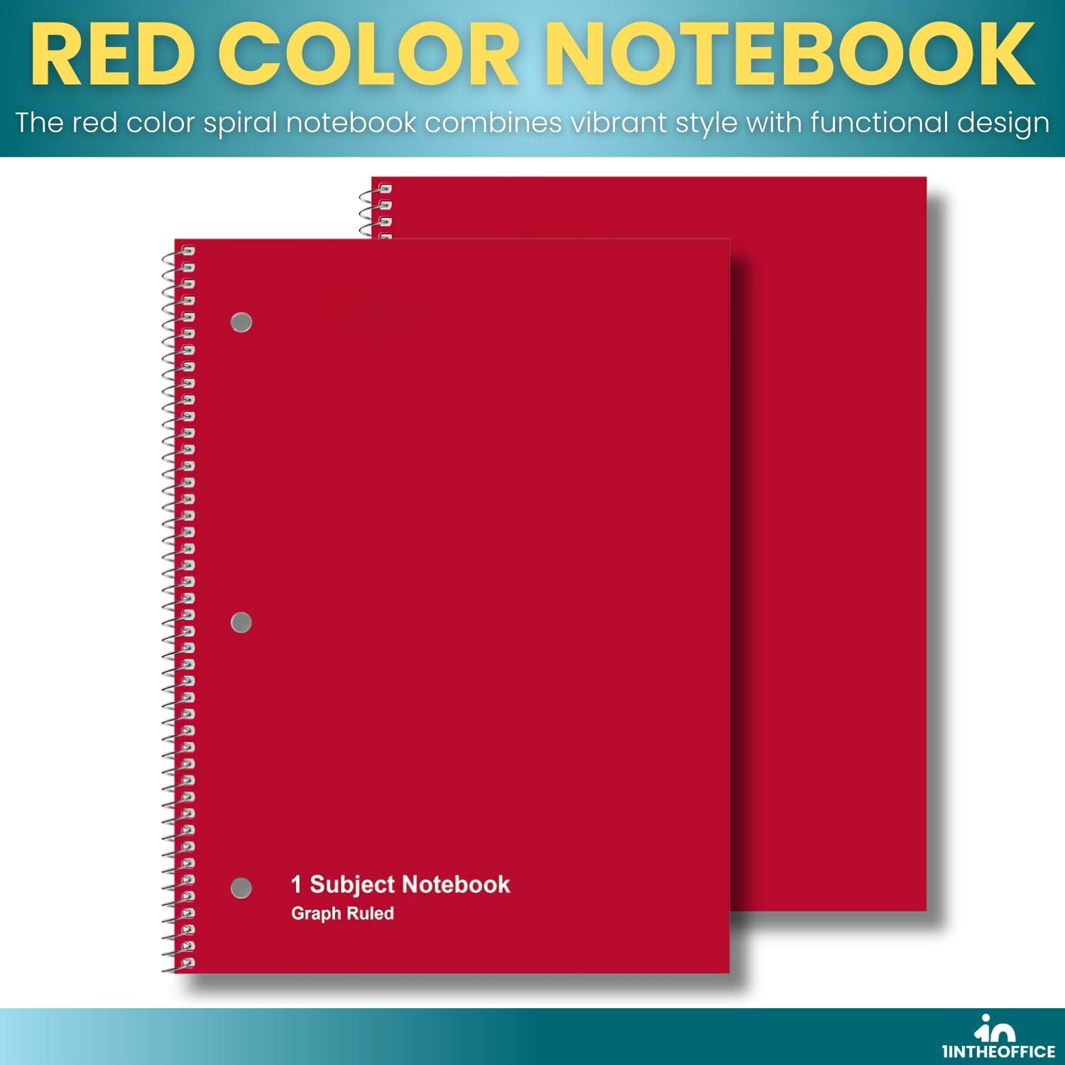 Amazon 1InTheOffice Graph Paper Spiral Notebook 1 Subject Spiral Notebook Grid Notebook 8 X 10 5 70 Sheets Red 2 Pack Office Products