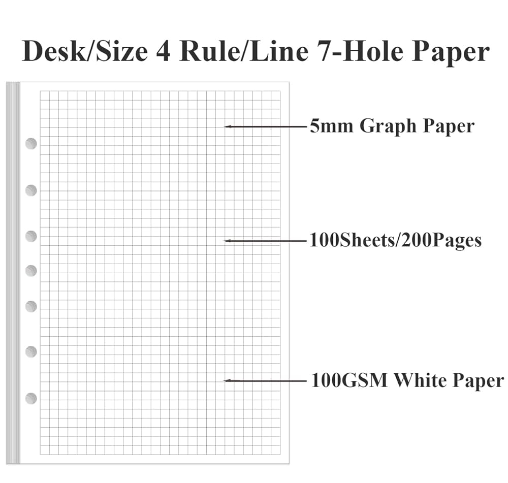 Amazon A5 Grid Refill Paper 7 Hole Graph Paper 100Sheets 200Pages Loose Leaf Grid Paper 100gsm White Paper 5 8 X 8 3 Office Products Amazon A5 Grid Refill Paper 7 Hole Graph Paper 100Sheets 200Pages Loose Leaf Grid Paper 100gsm White Paper 5 8 X 8 3 Office Products