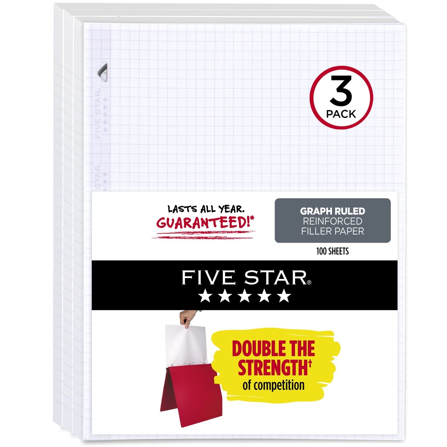 Amazon Five Star Loose Leaf Paper Notebook Paper Graph Paper Reinforced Filler Paper Fights Ink Bleed 8 5 X 11 100 Sheets pack 3 Count Office Products