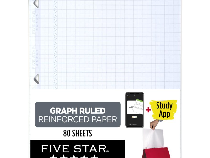 Amazon Five Star Loose Leaf Paper Study App Graph Ruled Filler Notebook Paper Reinforced Fights Ink Bleed 8 1 2 X 11 80 Sheets 170122 Office Products