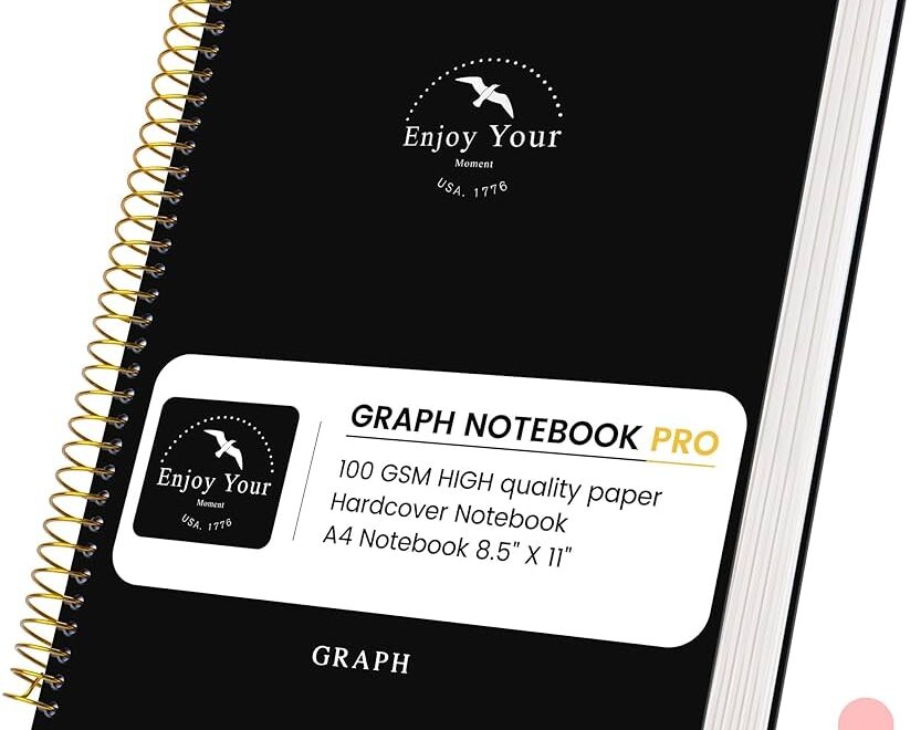 Amazon FLYING EAGLE 8 5 X 11 Large Graph Notebook Journal Spiral Graph Grid Notebook 210 Pages Hardcover Graph Notebook Engineering Paper Notebook Graphing Notebook For Men Women Black Office Products