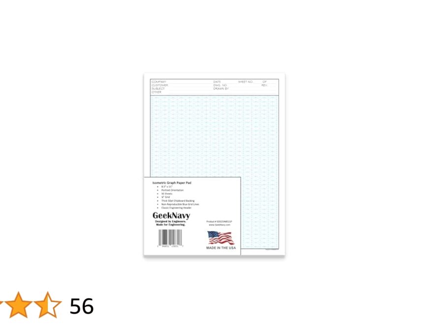 Amazon GeekNavy 8 5 X 11 Isometric Graph Paper 50 Sheets Portrait 0 25 Grid Non photo Blue High Brightness Drafting Engineering Art 3D Design 1 Pack Office Products