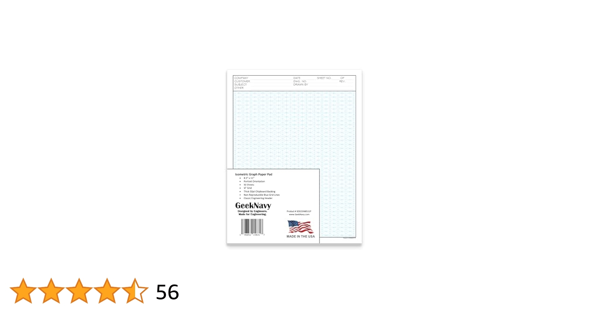 Amazon GeekNavy 8 5 X 11 Isometric Graph Paper 50 Sheets Portrait 0 25 Grid Non photo Blue High Brightness Drafting Engineering Art 3D Design 1 Pack Office Products