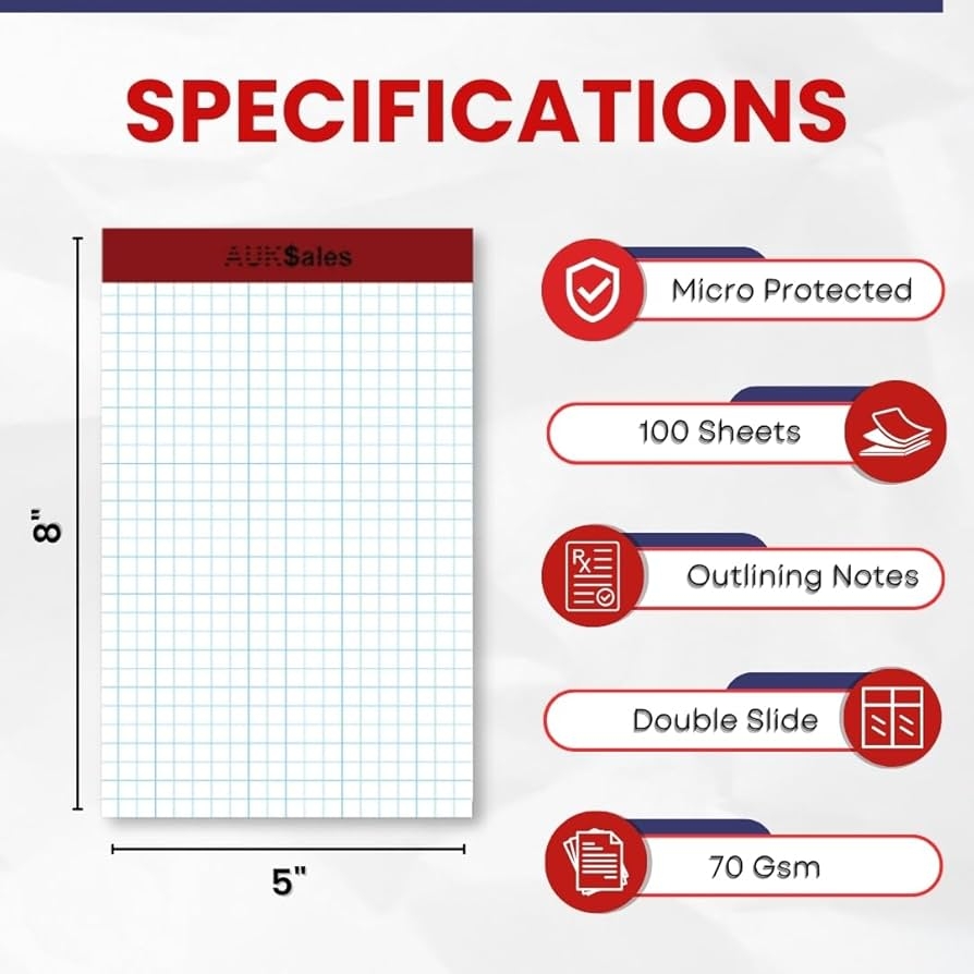 Amazon Grid Paper Pad 5x8 Inches Graph Paper Pad 4x4 Grid Notepad 24 Pack 5x8 Graph Paper 1 4 Grid Graphing Paper Engineering Pad 100 Sheets 200 Pages Perforated Pad For School 