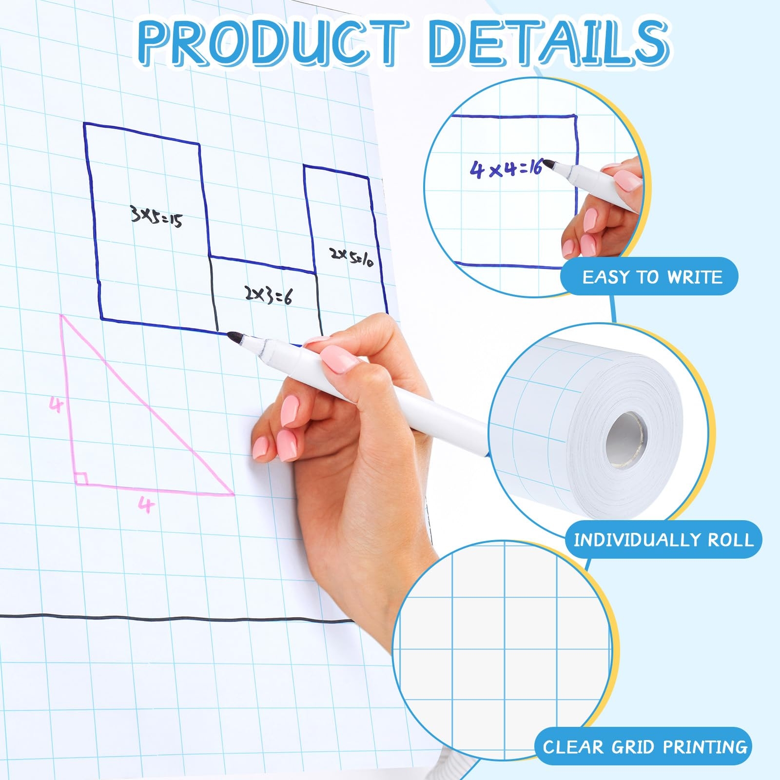 Amazon Jetec 2 Roll 1 Large Grid Graph Paper Roll 19 7 Inch X 197ft Drafting Paper For Back To School Classroom Teaching Supplies Kids Students Gifts Office Products