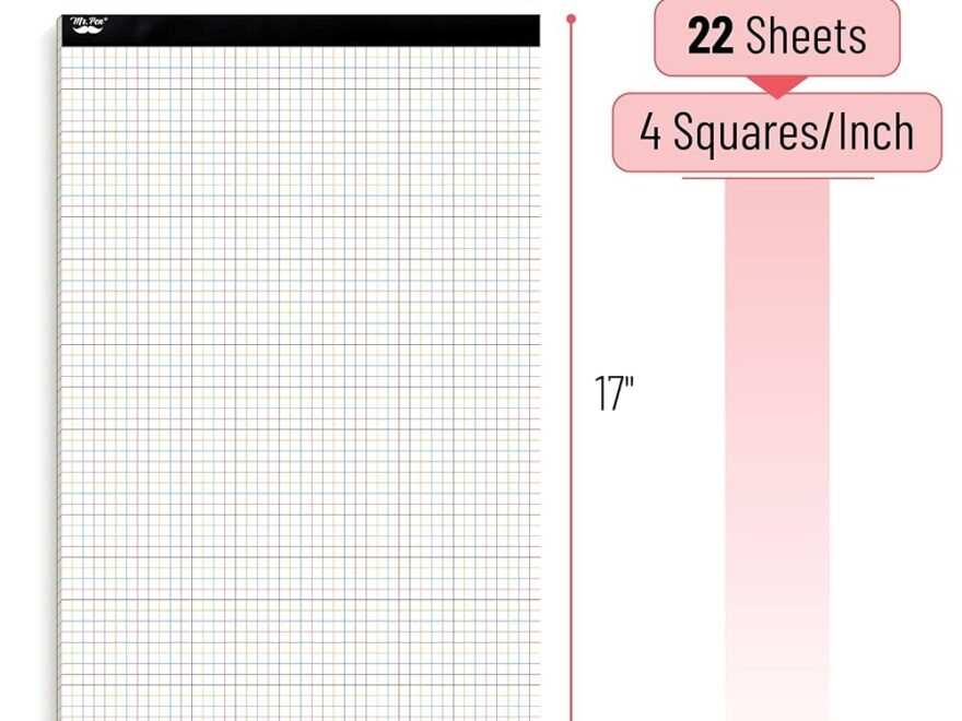 Amazon Mr Pen Graph Paper 22 Sheets 17 x11 4x4 4 Squares Per Inch Colored Lined Graphing Paper Grid Paper Graph Paper Pad 1 4 Graph Paper 1 4 Inch Grid Drafting Paper Large