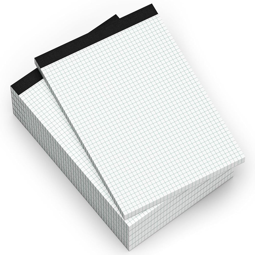Amazon Nichela Graph Paper Pad 8 5 X 11 75 Pack Of 6 Grid Paper Pad Thick White Paper Blue Lines 4 X 4 Squares Per Inch Double Sided 50 Sheets Per Pad 
