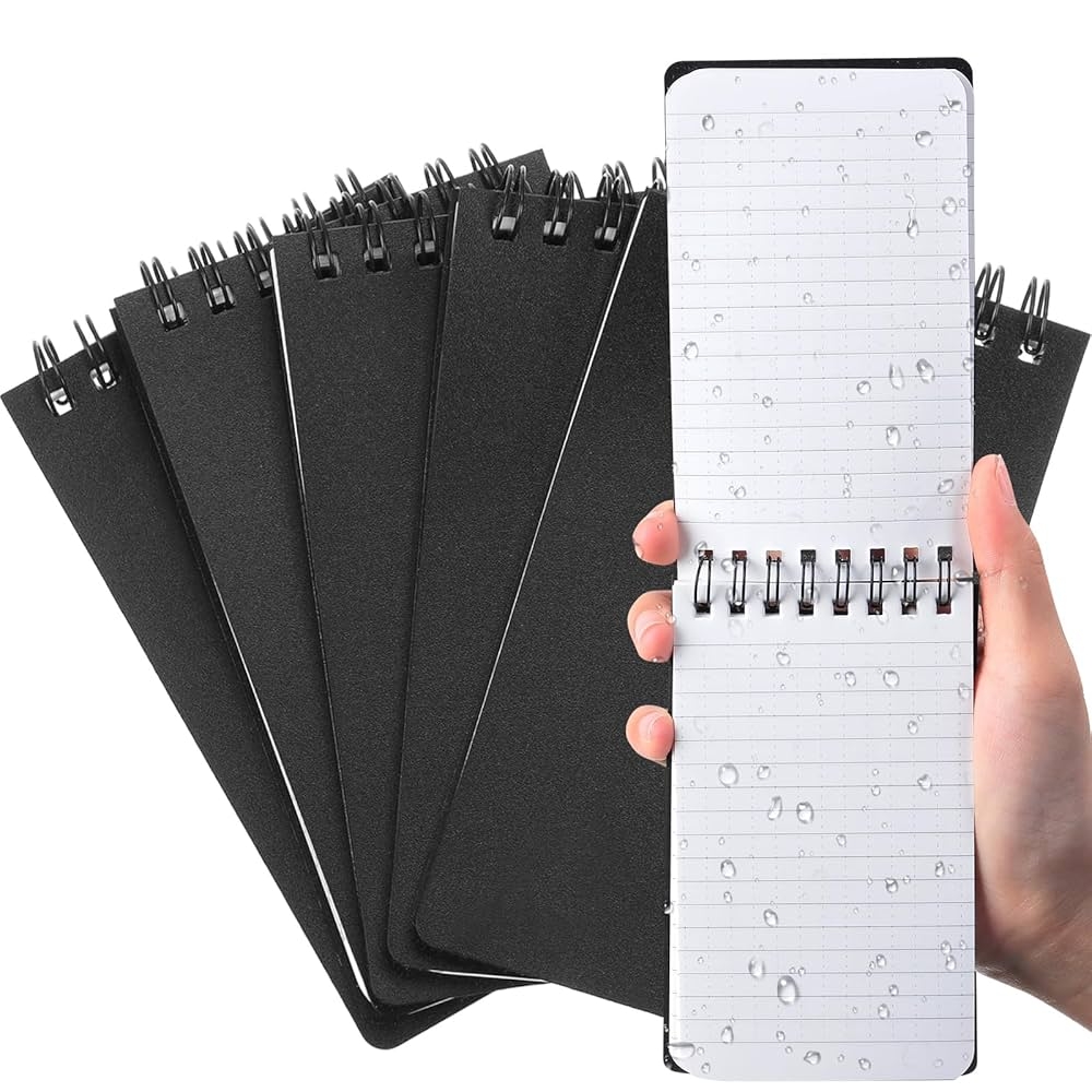 Amazon Qilery 12 Pcs Waterproof Notebook Graph Paper 3 X 5 All Weather Pocket Notepads Police Notepad Spiral Notebook Steno Pads Memo Grid Lines Pads Journal For Office Black Office Products