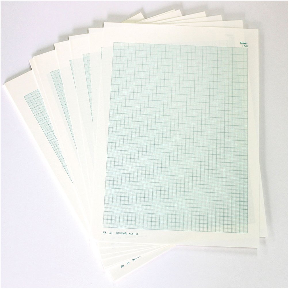 Amazon Sakae shi gyo Tochiman Graph Paper 1 Mm Grid A4 50 Sheets Green Paper 81 4 G A4 12 Office Products