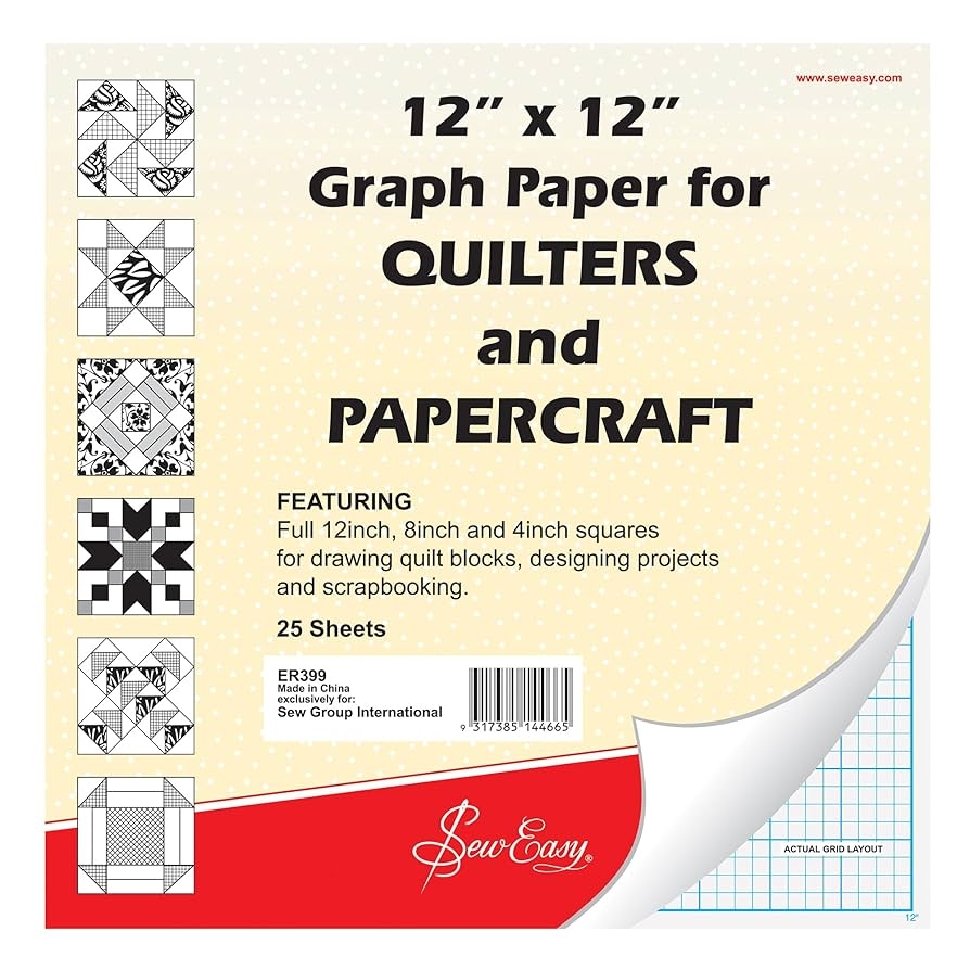 Amazon Sew Easy ER399 Quilters Graph Paper Pad 8in 4in Squares 12 X 12in 25 Sheets