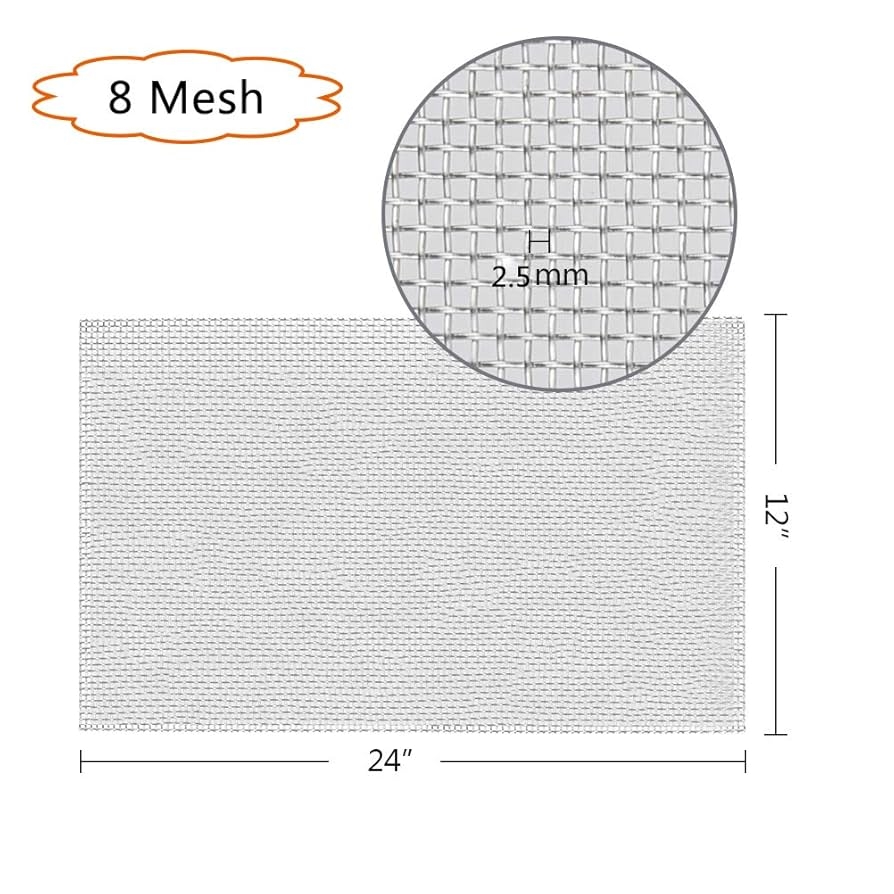 Amazon TIMESETL 304 Stainless Steel Woven Wire 8 Mesh 12 X24 30cmX60cm Garden Fence BBQ Wire Mesh Window Screen Mesh Industrial Scientific