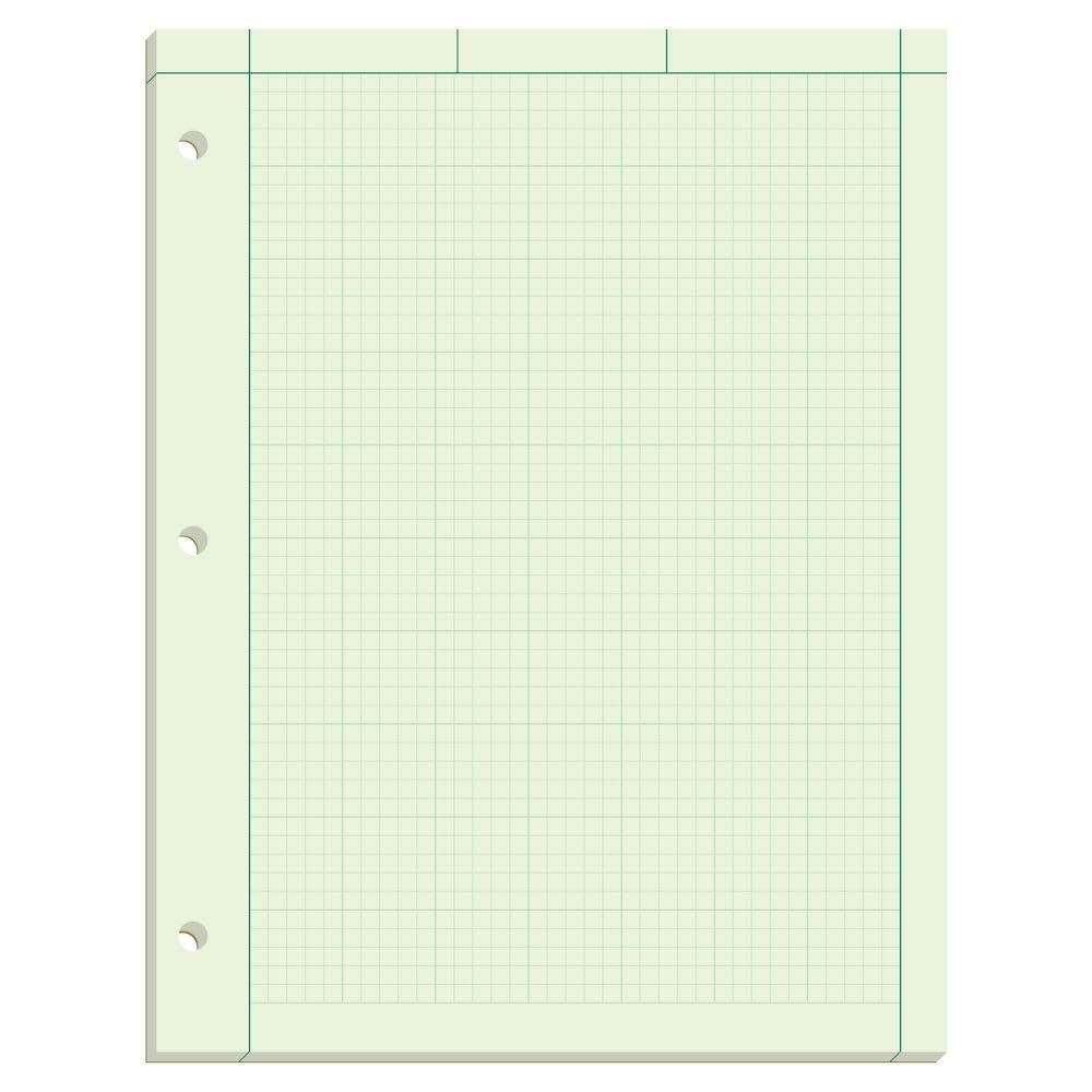 Amazon TOPS Engineering Computation Pad 8 1 2 X 11 Glue Top 5 X 5 Graph Rule On Back Green Tint Paper 3 Hole Punched 100 Sheets 35500 Graph Paper Pads Office Products