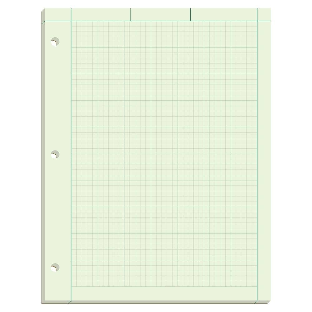 Amazon TOPS Engineering Computation Pad 8 1 2 X 11 Glue Top 5 X 5 Graph Rule On Back Green Tint Paper 3 Hole Punched 100 Sheets 35500 Graph Paper Pads Office Products