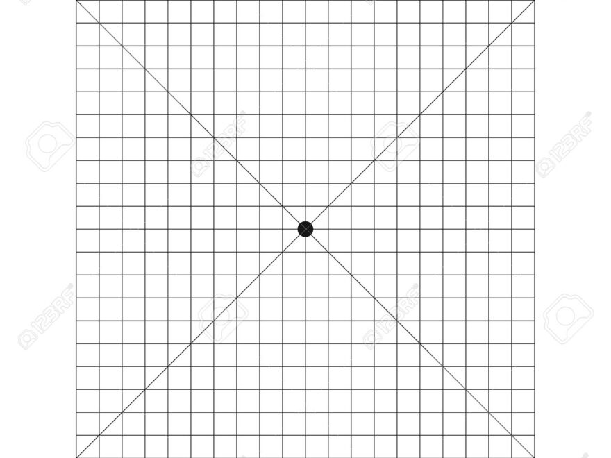 Amsler Grid Chart With Dot In Center And Diagonal Cross Lines Test To Monitoring Central Visual Field And Detecting Vision Defects Ophthalmologic Diagnostic Tool Royalty Free SVG Cliparts Vectors And Stock Illustration