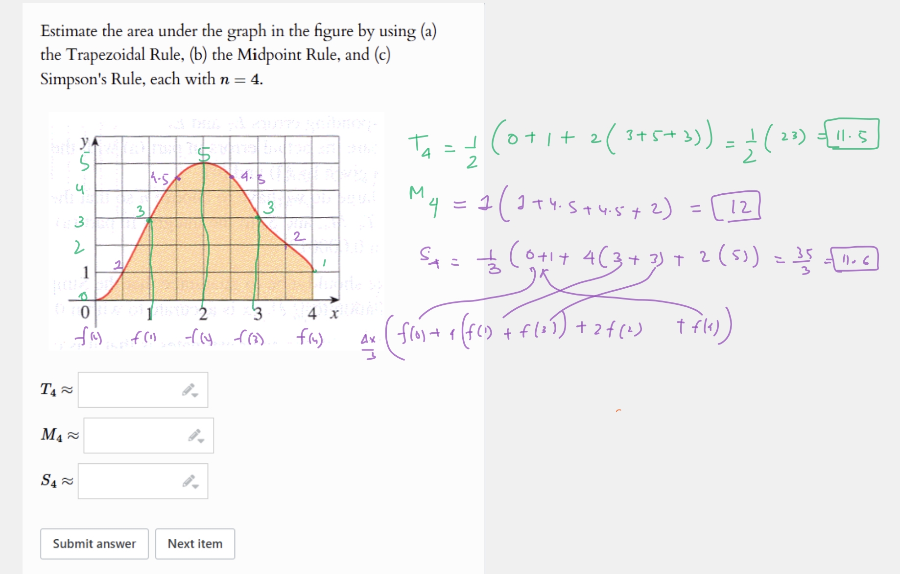 Area Under Graph Using Trapezoidal Mid Point And Simpson Rule Sumant s 1 Page Of Math