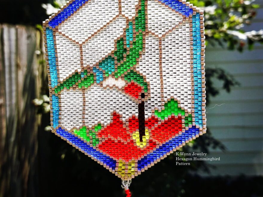 Beading Pattern Hummingbird Hexagon Sun Catcher With BRICK Stitch Or Odd Count Peyote Stitch Hexagon Hummingbird Stained Glass Pattern Etsy Finland