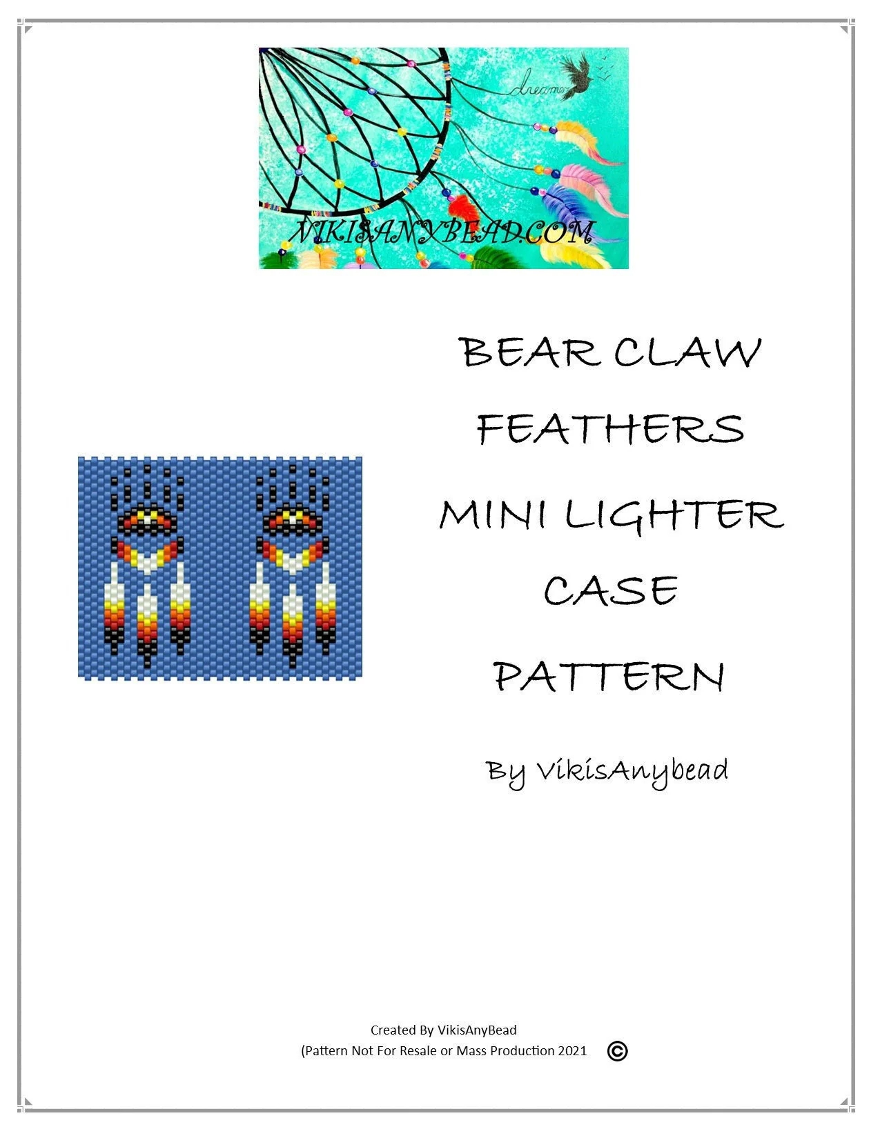 Bear Claw Feathers Tubular Peyote Stitch Mini Lighter Case Pattern Bear Claw Feathers Tubular Peyote Stitch Mini Lighter Case Pattern