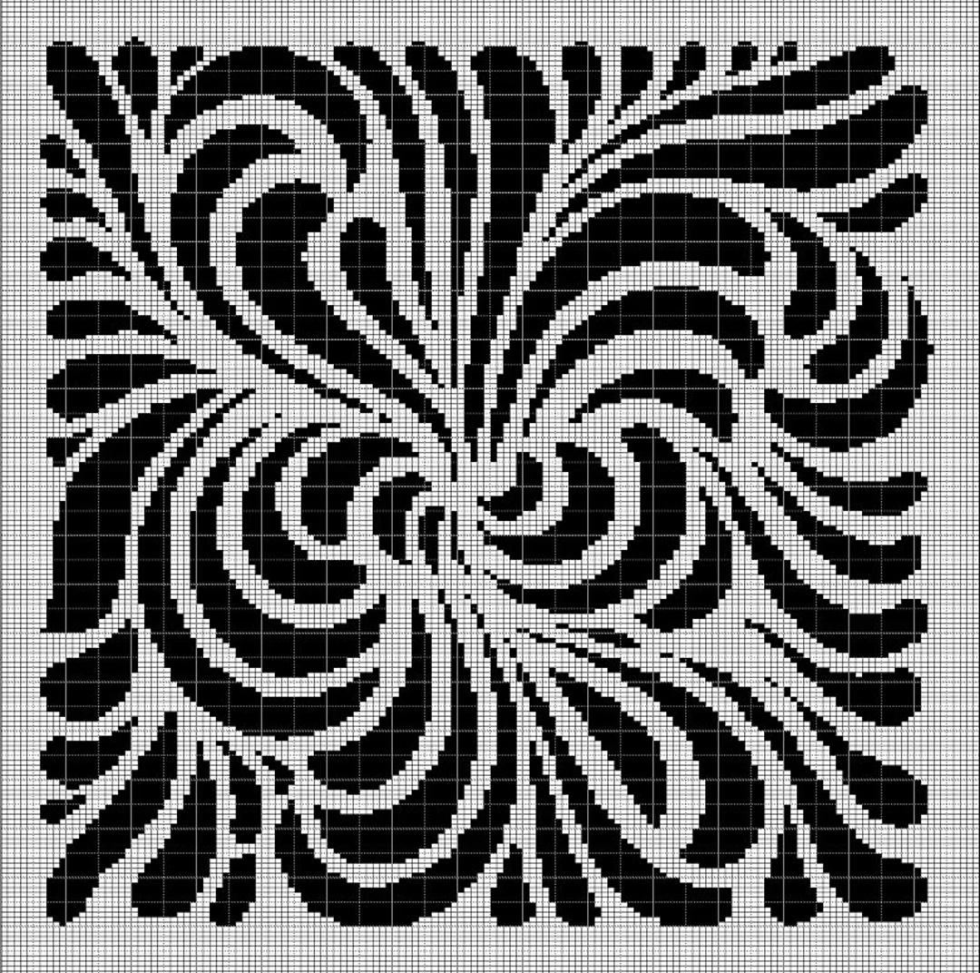 Black And White Mosaic Crochet Afghan Pattern Graph Etsy