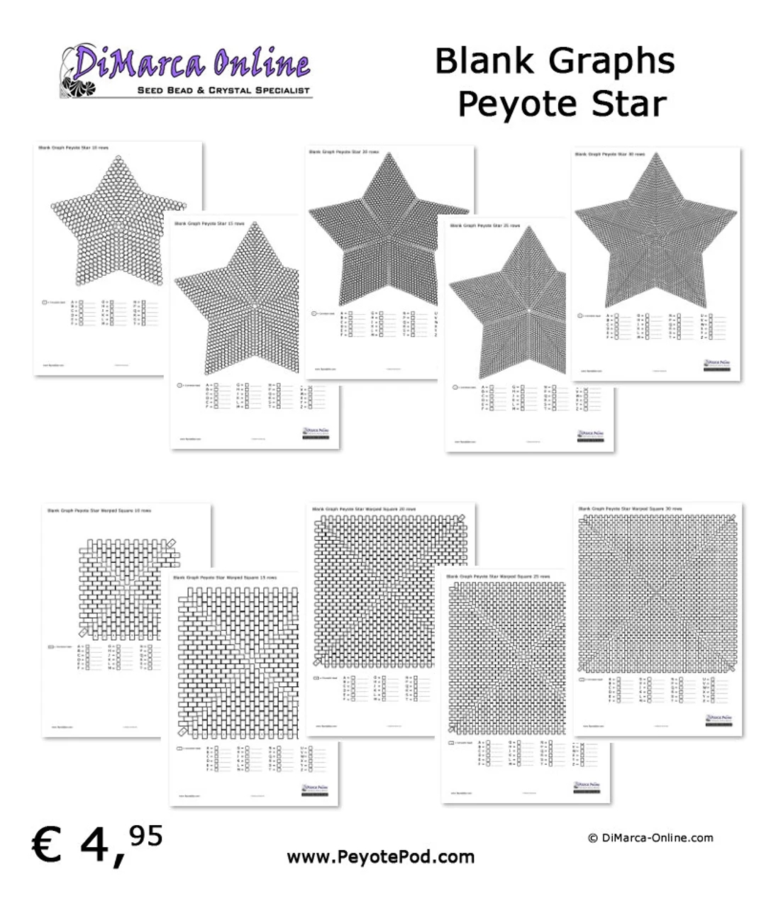 Blank Graphs PEYOTE STAR Etsy Blank Graphs PEYOTE STAR Etsy