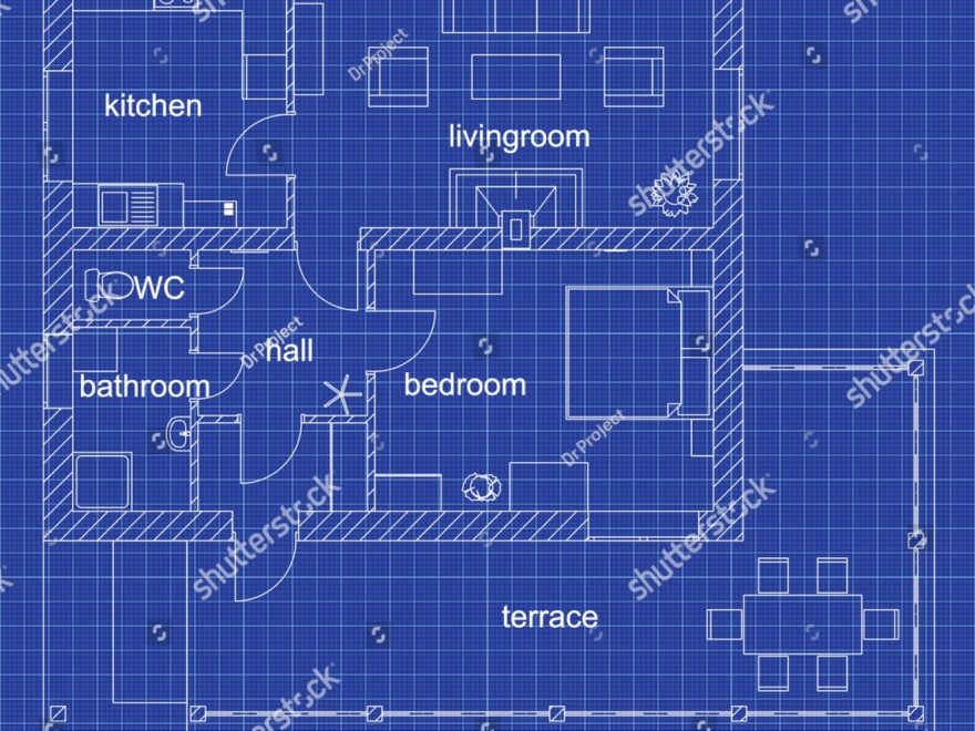 Blueprint Floor Plan Modern Apartment On Stock Vector Royalty Free 398832934 Shutterstock