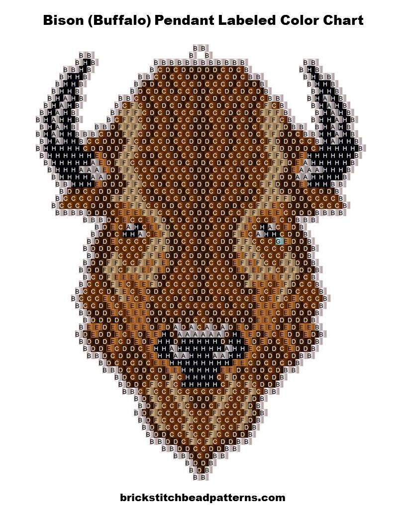 Brick Stitch Bead Patterns Journal Free Bison Buffalo Necklace Pendant Brick Stitch Bead Pattern No 671