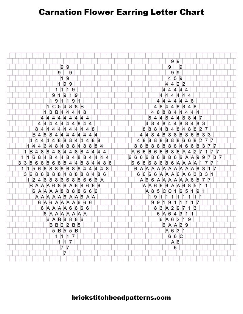 Brick Stitch Bead Patterns Journal Free Carnation Flower Earrings Brick Stitch Or Peyote Bead Pattern No 701