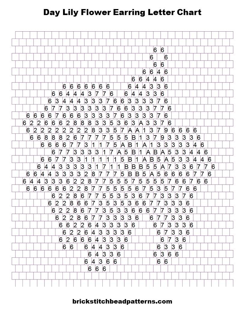 Brick Stitch Bead Patterns Journal Free Day Lily Flower Earring Brick Stitch Or Peyote Stitch Seed Bead Pattern No 709