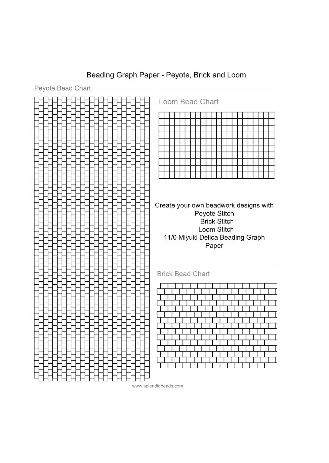 Brick Stitch Peyote Stitch And Loom Stitch Beading Graph Paper 11 0 Miyuki Delica Beading Graph Paper Pattern Sheet Printable PDF Charts Etsy Israel