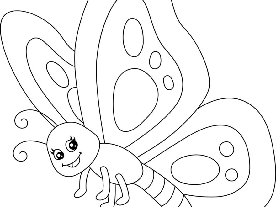 Butterfly Coloring Page Isolated For Kids Vector Image