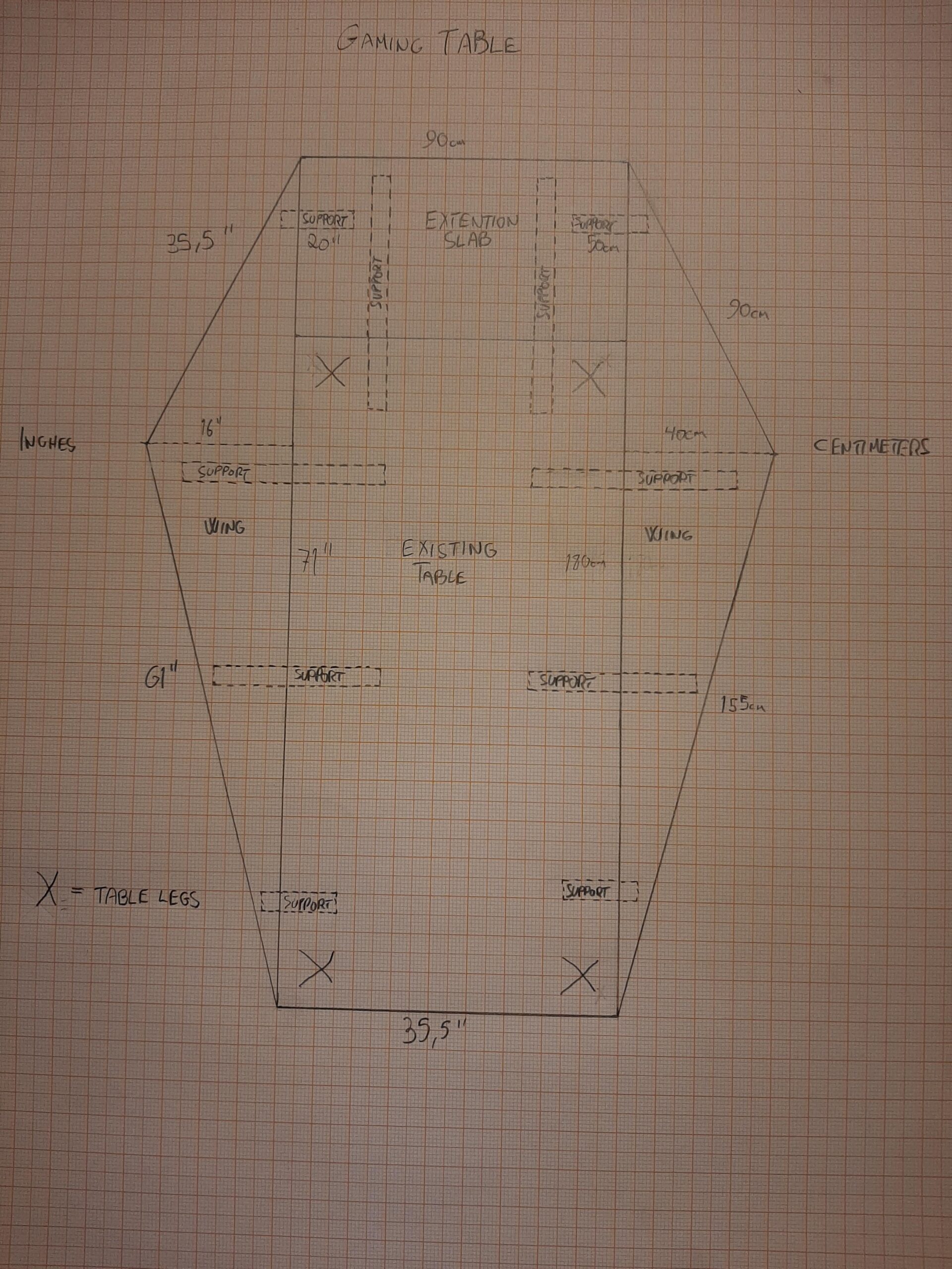 Can Someone Look Over My Drawing And Tell Me If It Will Work The Existing Table And Slab Is 1 Thick Tropical Wood The wings Are To Be Made Of 2 Layers