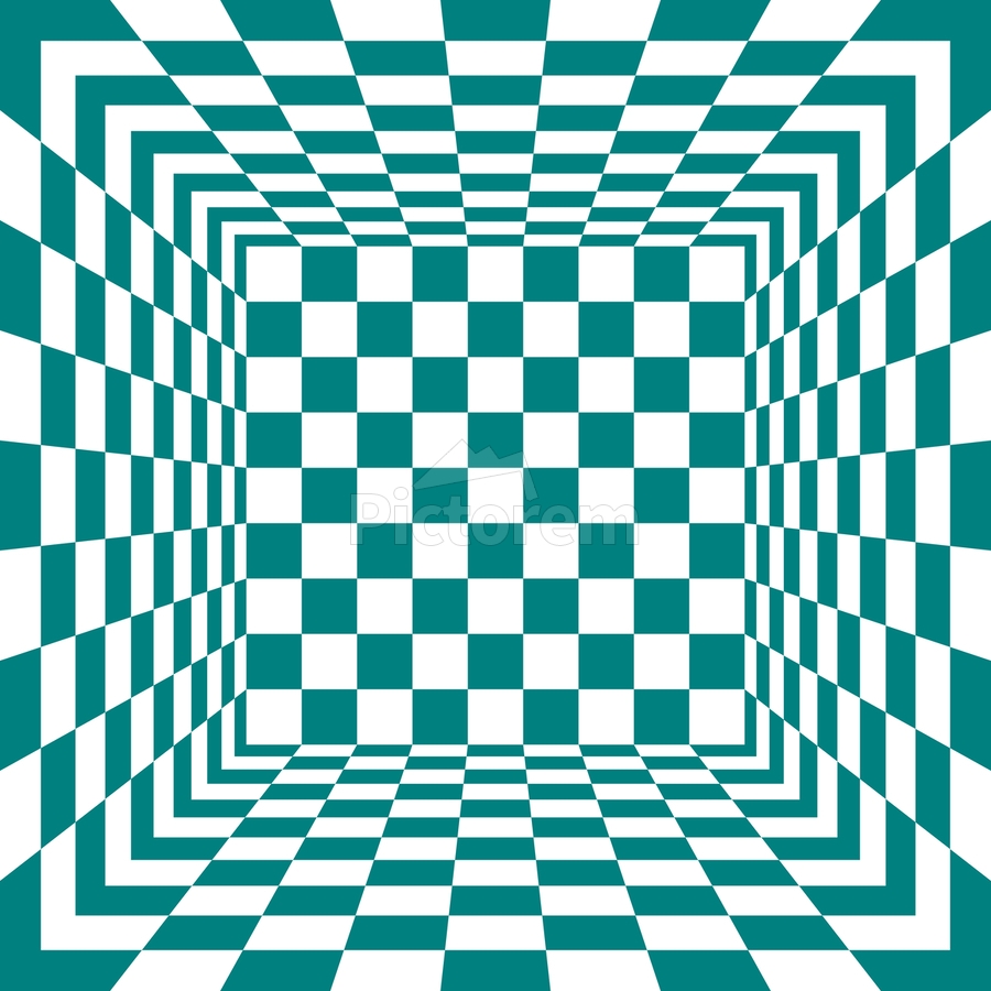 Checkerboard Teal Blue And White By Axis Form Wall Art
