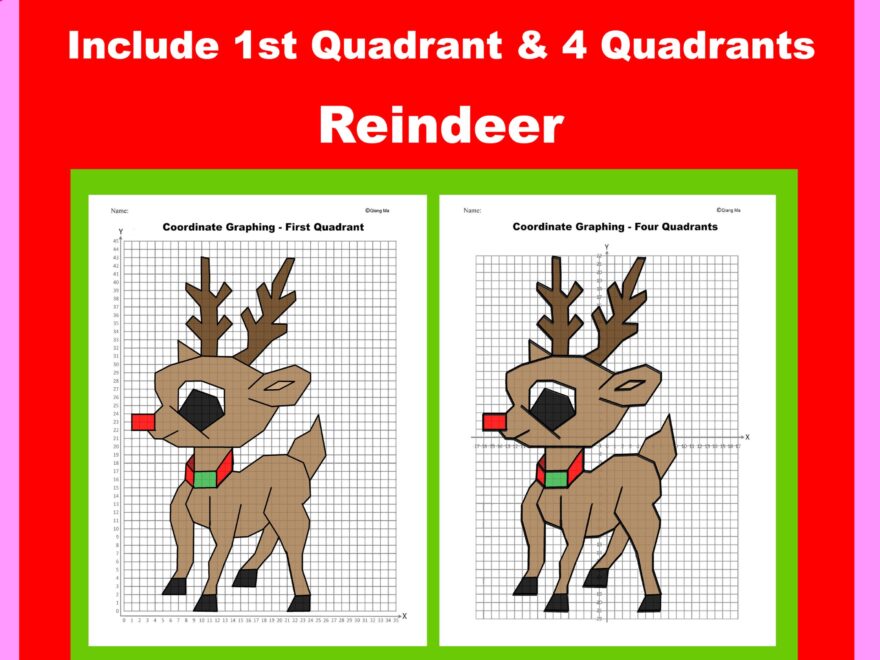 Christmas Coordinate Plane Graphing Picture Reindeer Made By Teachers
