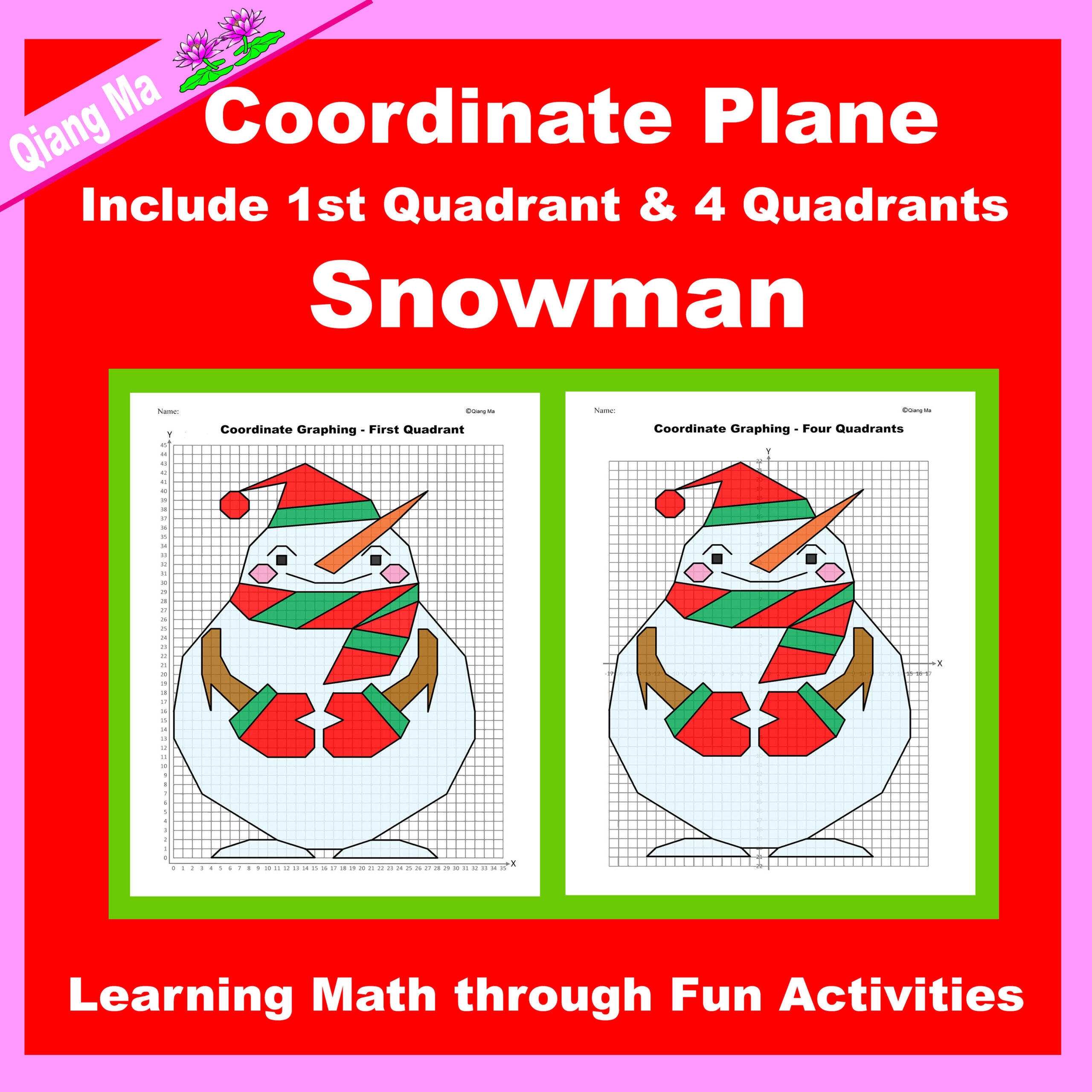 Christmas Coordinate Plane Graphing Picture Snowman II Made By Teachers