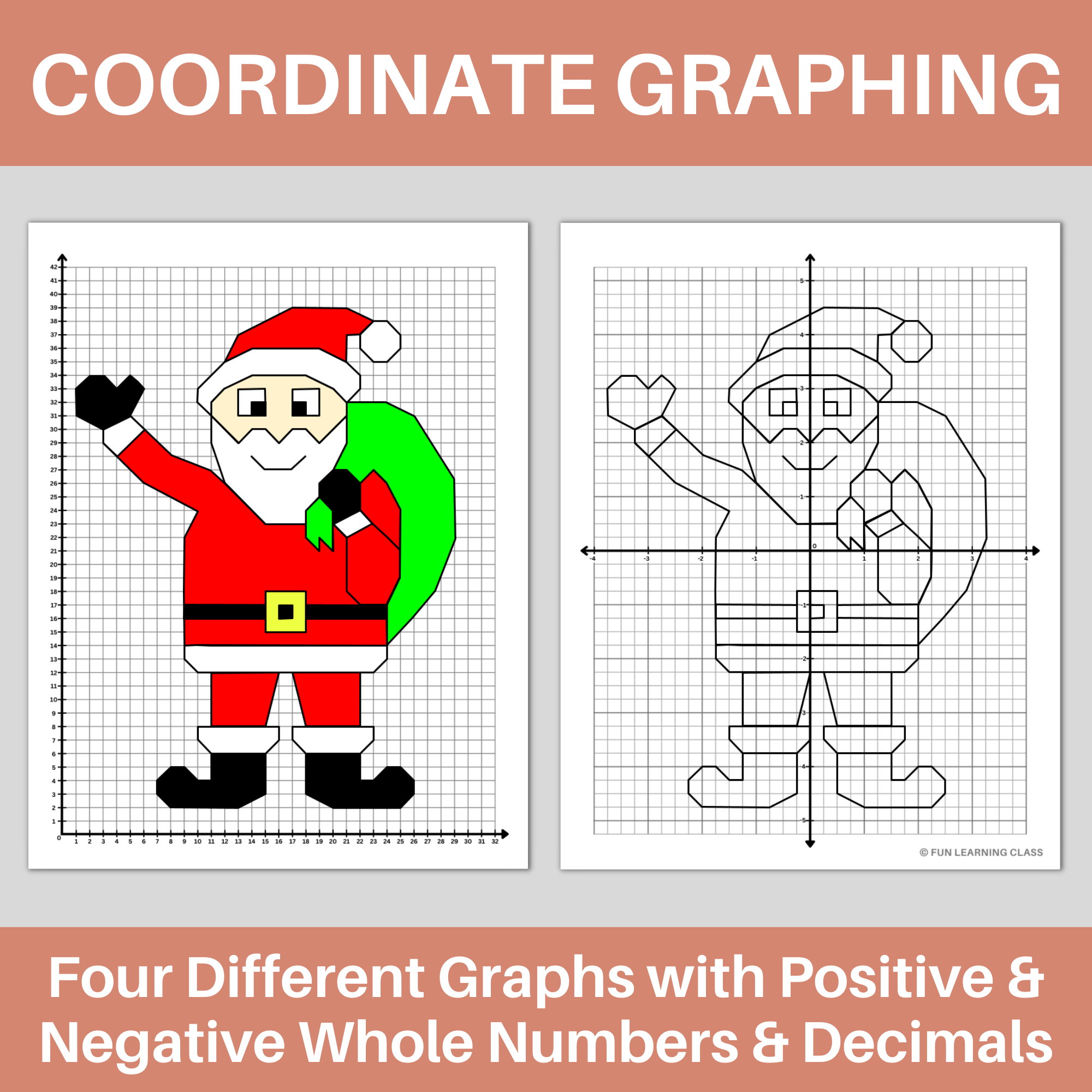 Christmas Santa Claus Coordinate Graphing Plotting Points Ordered Pairs Mystery Picture Math Drawing Made By Teachers